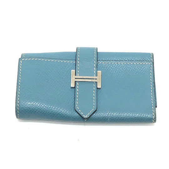 HERMES Key case Key holder  Epsom blue HMetal Bean Women Used Authentic