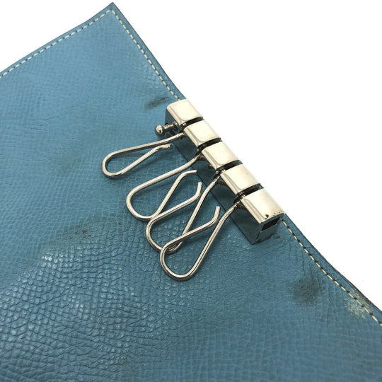 HERMES Key case Key holder  Epsom blue HMetal Bean Women Used Authentic