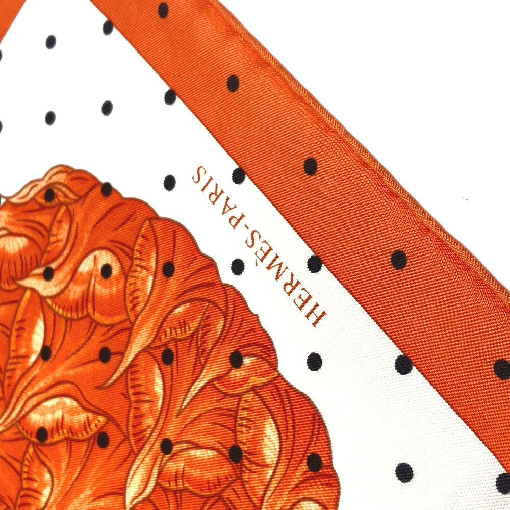 HERMES scarf silk Orange Index Bromeliaceae Bromeliad Catalog scarf Women Used Authentic