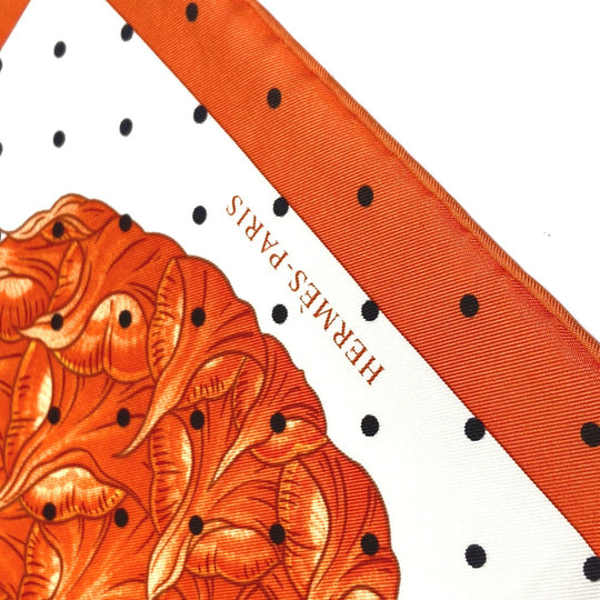 HERMES scarf silk Orange Index Bromeliaceae Bromeliad Catalog scarf Women Used Authentic