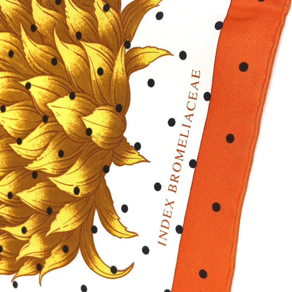 HERMES scarf silk Orange Index Bromeliaceae Bromeliad Catalog scarf Women Used Authentic