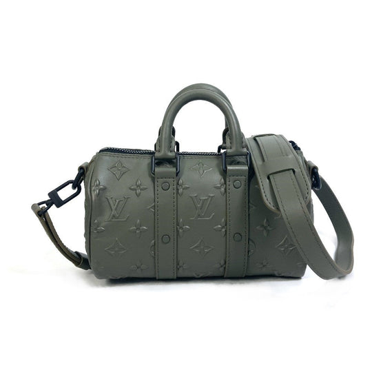 LOUIS VUITTON Handbag M57961 leather khaki monogram seal Keepall XS mens Used Authentic