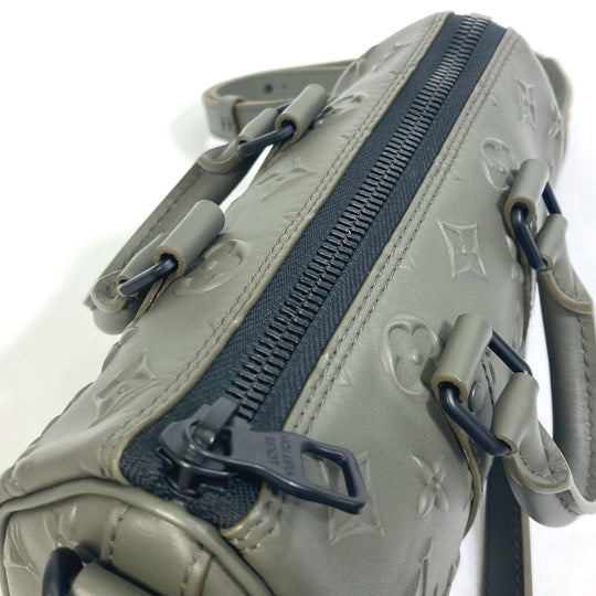 LOUIS VUITTON Handbag M57961 leather khaki monogram seal Keepall XS mens Used Authentic