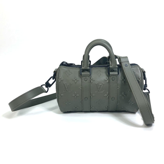 LOUIS VUITTON Handbag M57961 leather khaki monogram seal Keepall XS mens Used Authentic