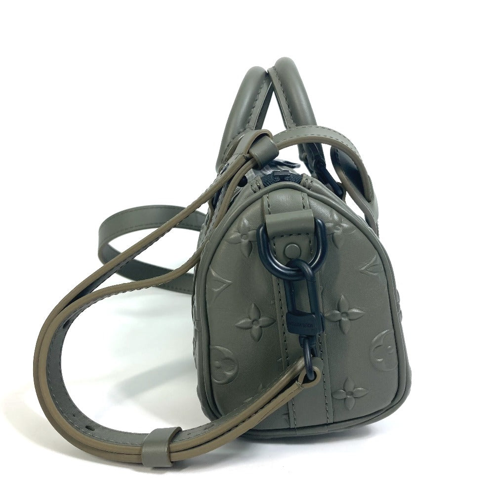 LOUIS VUITTON Handbag M57961 leather khaki monogram seal Keepall XS mens Used Authentic