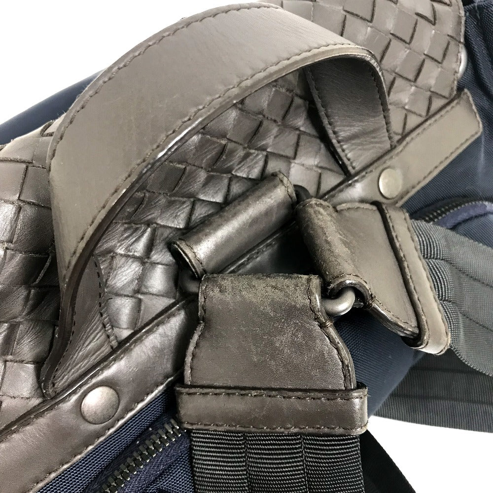 BOTTEGAVENETA Backpack 409595 Nylon / leather Navy x brown INTRECCIATO Backpack mens Used Authentic