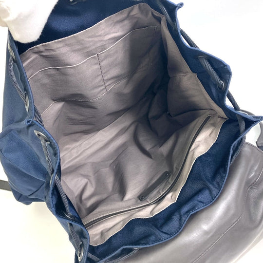 BOTTEGAVENETA Backpack 409595 Nylon / leather Navy x brown INTRECCIATO Backpack mens Used Authentic
