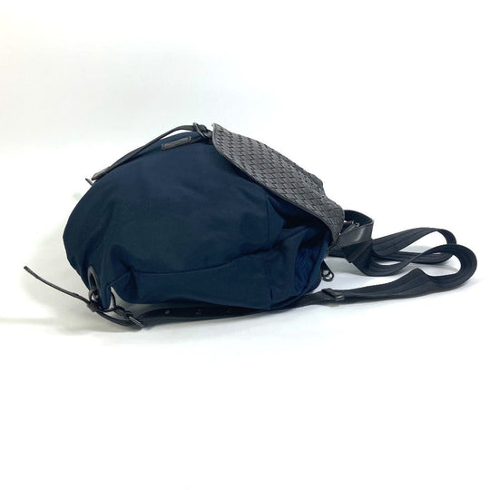 BOTTEGAVENETA Backpack 409595 Nylon / leather Navy x brown INTRECCIATO Backpack mens Used Authentic
