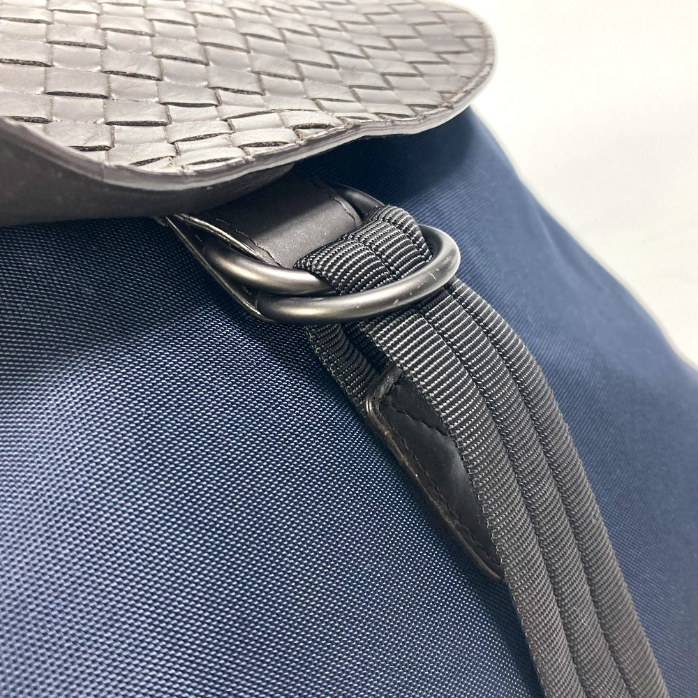 BOTTEGAVENETA Backpack 409595 Nylon / leather Navy x brown INTRECCIATO Backpack mens Used Authentic