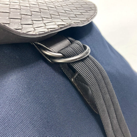 BOTTEGAVENETA Backpack 409595 Nylon / leather Navy x brown INTRECCIATO Backpack mens Used Authentic