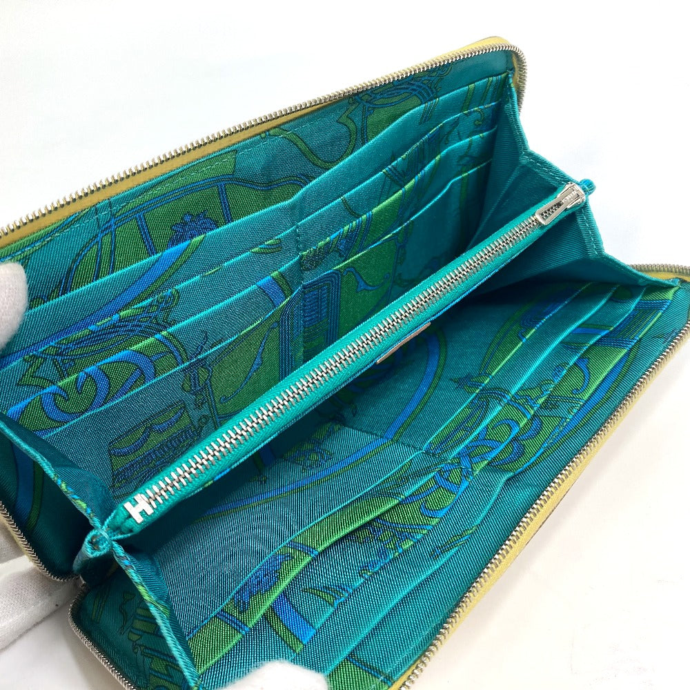 HERMES Long Wallet Purse leather yellow Azap long silk in Wallet
