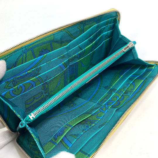 HERMES Long Wallet Purse leather yellow Azap long silk in Wallet