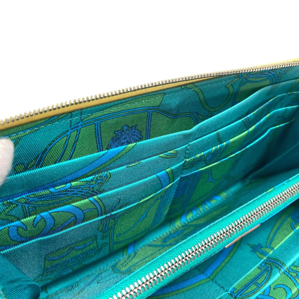 HERMES Long Wallet Purse leather yellow Azap long silk in Wallet