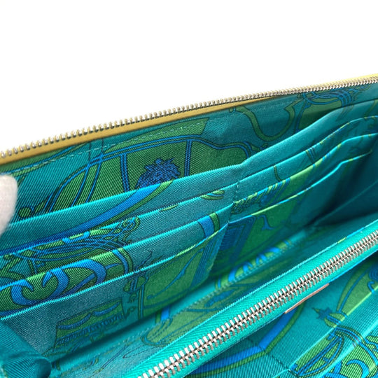 HERMES Long Wallet Purse leather yellow Azap long silk in Wallet