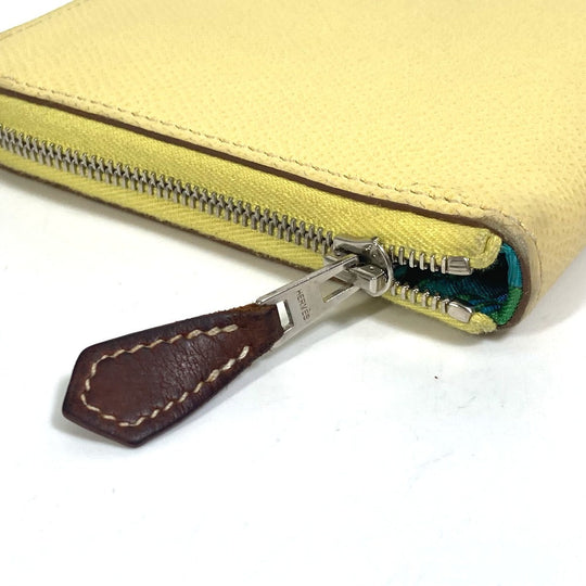 HERMES Long Wallet Purse leather yellow Azap long silk in Wallet