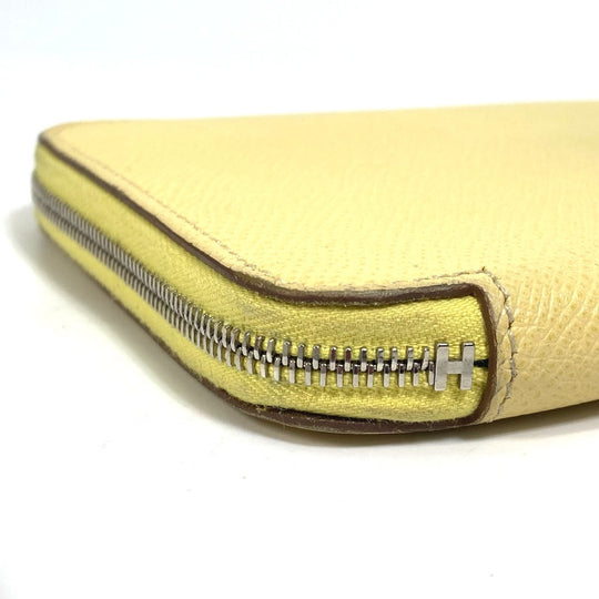HERMES Long Wallet Purse leather yellow Azap long silk in Wallet