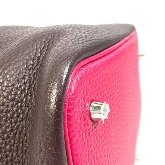 HERMES Handbag Taurillon Clemence Red / brown Picotin Lock 22 MM Kazak Tote Bag