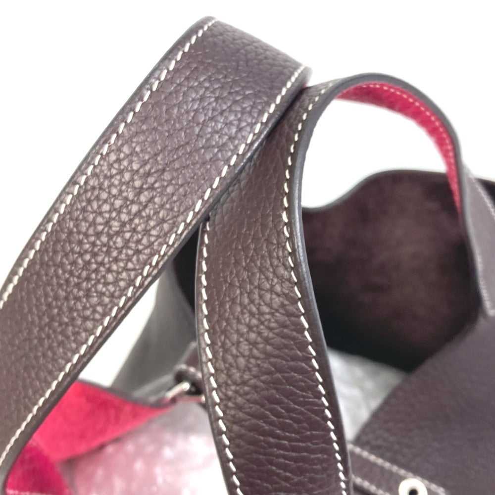 HERMES Handbag Taurillon Clemence Red / brown Picotin Lock 22 MM Kazak Tote Bag