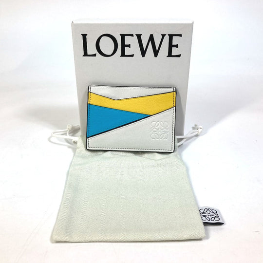 LOEWE Card Case C510V33X05 leather white puzzle Women Used Authentic