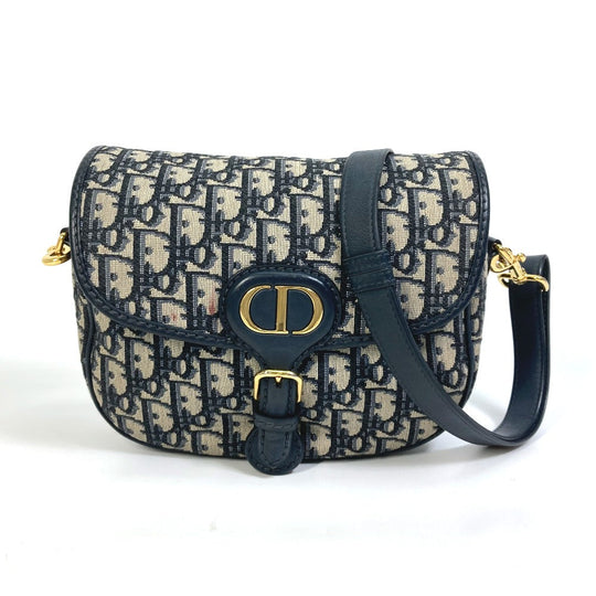 Dior Shoulder Bag M9319UTZQ Canvas / leather Navy Oblique BOBBY Women Used Authentic