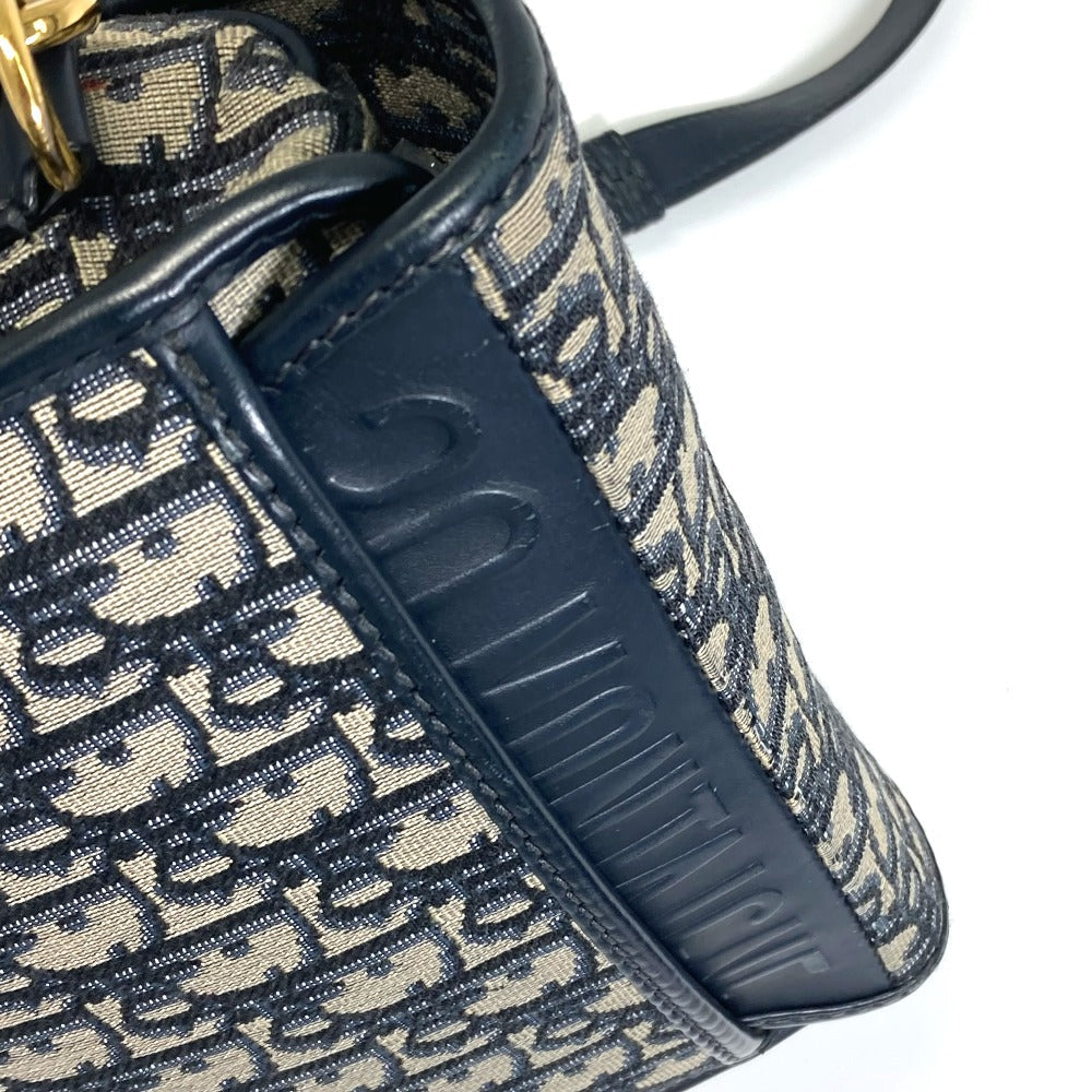 Dior Shoulder Bag M9319UTZQ Canvas / leather Navy Oblique BOBBY Women Used Authentic