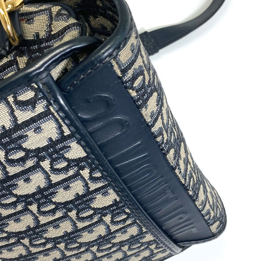 Dior Shoulder Bag M9319UTZQ Canvas / leather Navy Oblique BOBBY Women Used Authentic