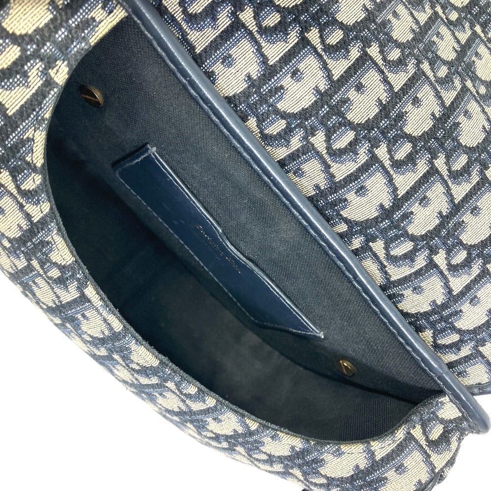 Dior Shoulder Bag M9319UTZQ Canvas / leather Navy Oblique BOBBY Women Used Authentic