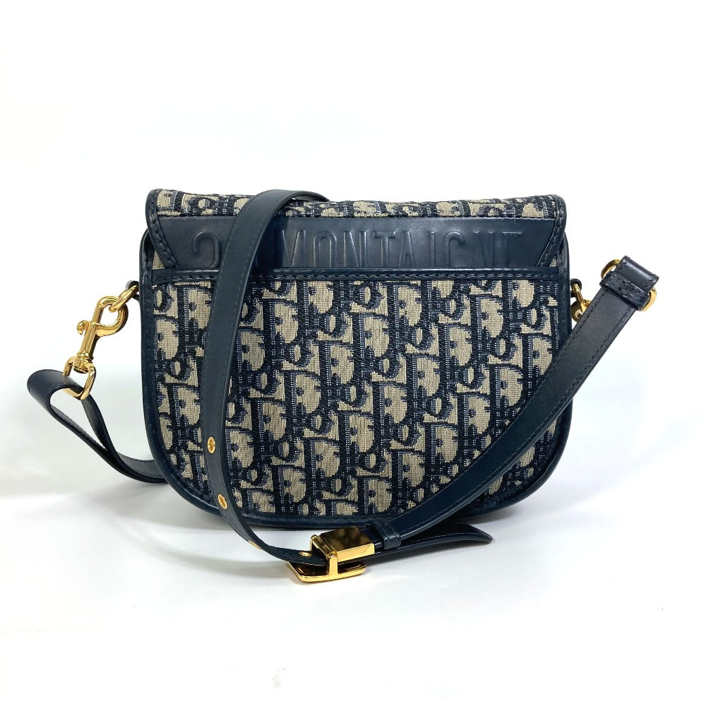 Dior Shoulder Bag M9319UTZQ Canvas / leather Navy Oblique BOBBY Women Used Authentic