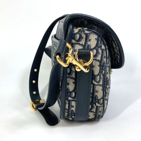 Dior Shoulder Bag M9319UTZQ Canvas / leather Navy Oblique BOBBY Women Used Authentic