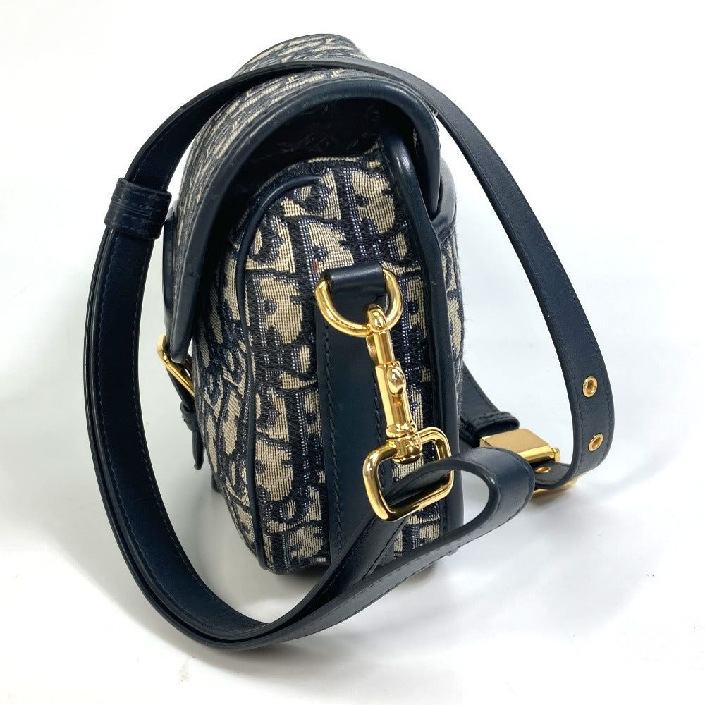 Dior Shoulder Bag M9319UTZQ Canvas / leather Navy Oblique BOBBY Women Used Authentic
