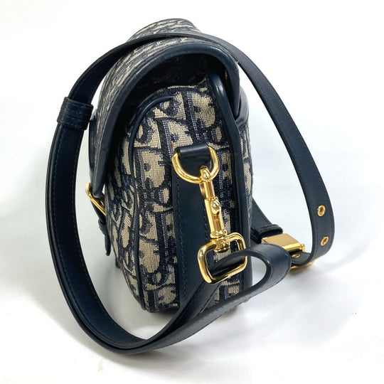 Dior Shoulder Bag M9319UTZQ Canvas / leather Navy Oblique BOBBY Women Used Authentic