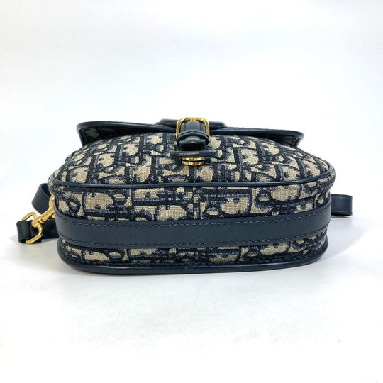 Dior Shoulder Bag M9319UTZQ Canvas / leather Navy Oblique BOBBY Women Used Authentic