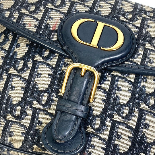 Dior Shoulder Bag M9319UTZQ Canvas / leather Navy Oblique BOBBY Women Used Authentic