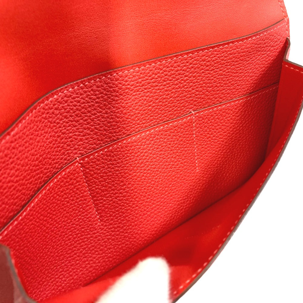 HERMES Long Wallet Purse Togo Red type Dogon GM Wallet
