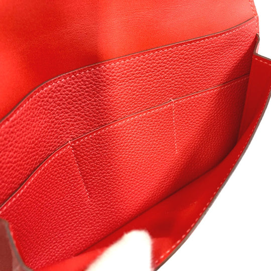 HERMES Long Wallet Purse Togo Red type Dogon GM Wallet