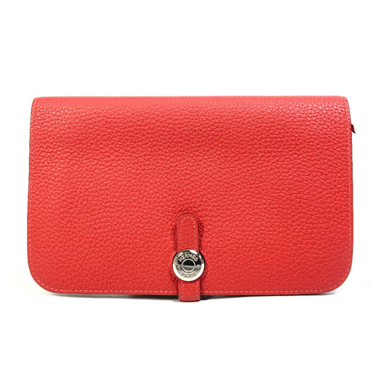 HERMES Long Wallet Purse Togo Red type Dogon GM Wallet