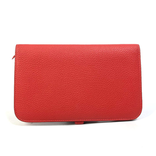 HERMES Long Wallet Purse Togo Red type Dogon GM Wallet