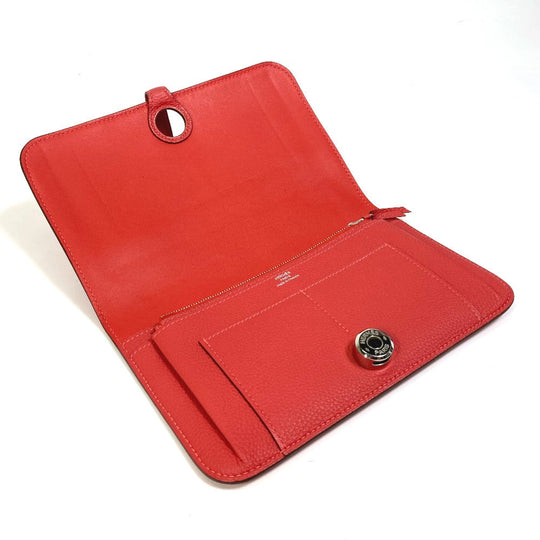 HERMES Long Wallet Purse Togo Red type Dogon GM Wallet