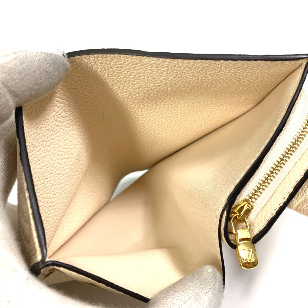 LOUIS VUITTON Trifold wallet M81071 Monogram Ann Platt Leather beige Monogram Ann Platt Wallet Women Used Authentic