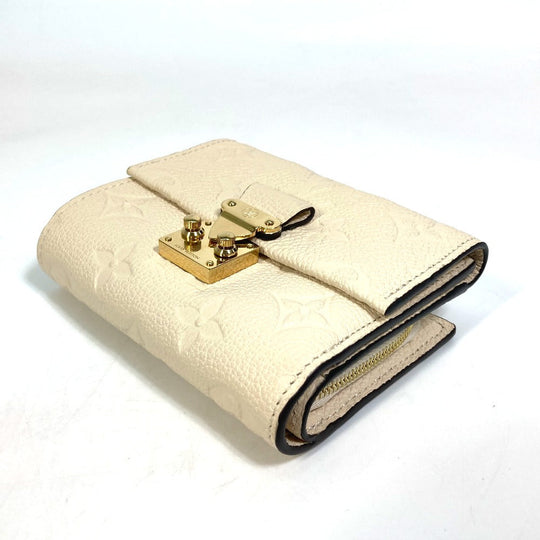 LOUIS VUITTON Trifold wallet M81071 Monogram Ann Platt Leather beige Monogram Ann Platt Wallet Women Used Authentic