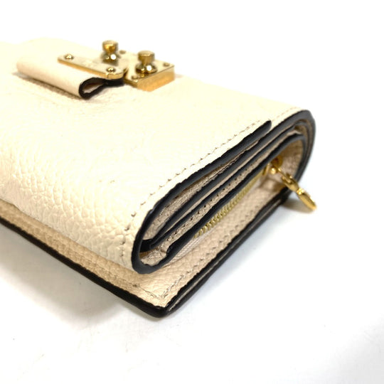 LOUIS VUITTON Trifold wallet M81071 Monogram Ann Platt Leather beige Monogram Ann Platt Wallet Women Used Authentic