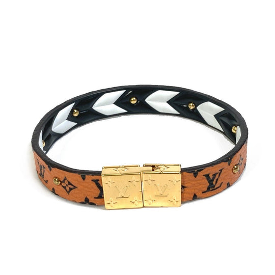 LOUIS VUITTON bracelet M6774F Monogram canvas Brown Monogram LV Crafty reversible bracelet Women Used Authentic