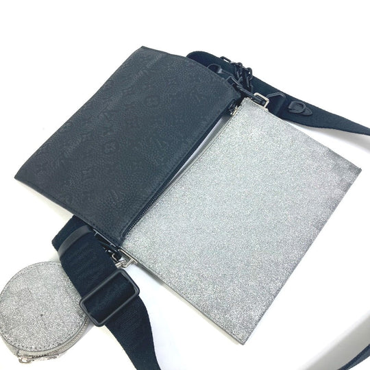 LOUIS VUITTON Shoulder Bag M59682 Leather, Taurillon Clemence Leather, Damier Glitter Leather Silver damier glitter Trio pouch NM mens Used Authentic