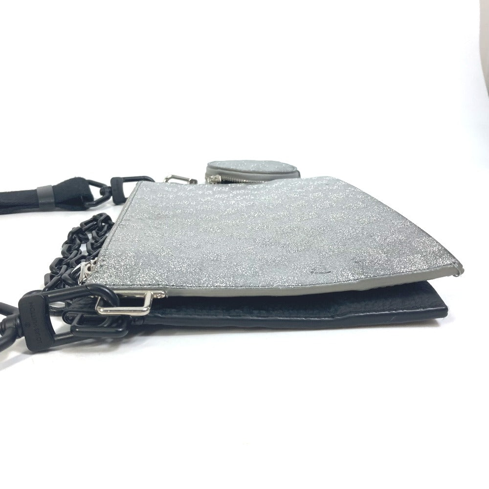 LOUIS VUITTON Shoulder Bag M59682 Leather, Taurillon Clemence Leather, Damier Glitter Leather Silver damier glitter Trio pouch NM mens Used Authentic