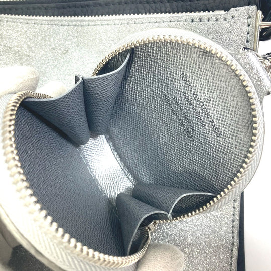 LOUIS VUITTON Shoulder Bag M59682 Leather, Taurillon Clemence Leather, Damier Glitter Leather Silver damier glitter Trio pouch NM mens Used Authentic