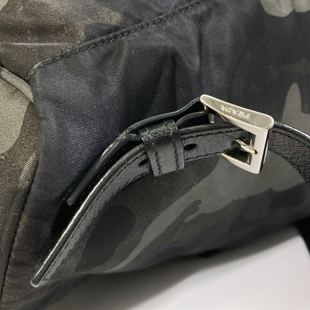 PRADA Backpack Nylon, Saffiano leather green Triangle logo camouflage camouflage saffiano