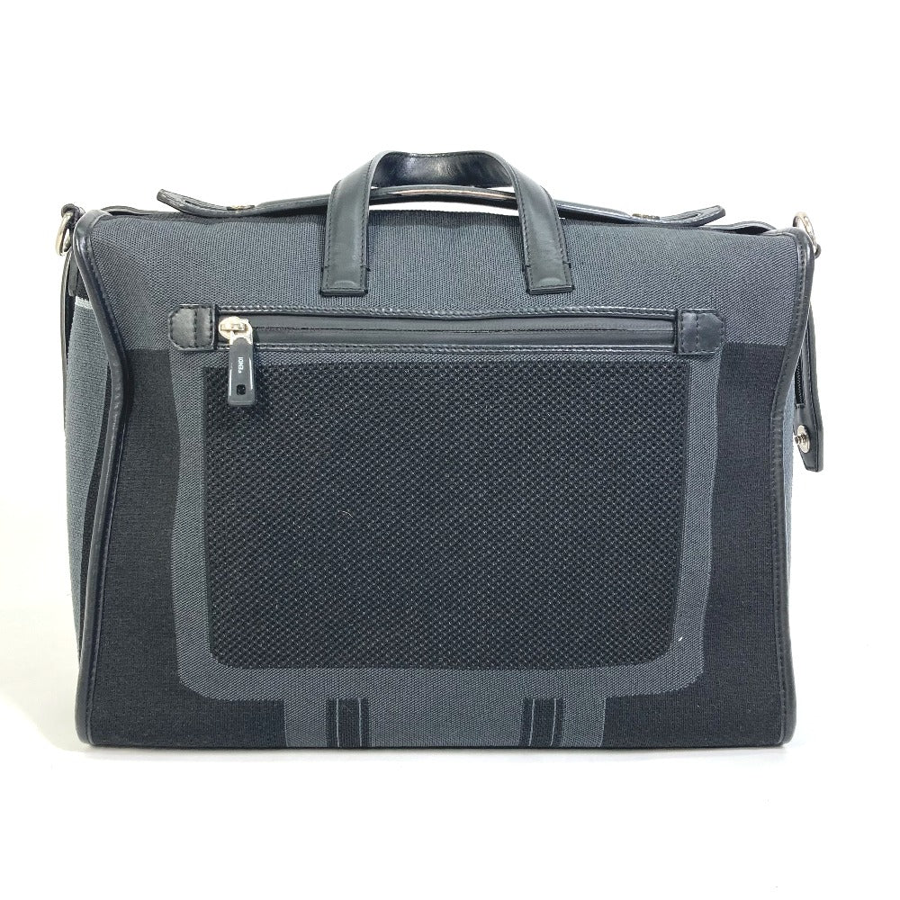 FENDI Business bag 7VA400 Canvas / leather Black Grey logo mesh bicolor mens Used Authentic