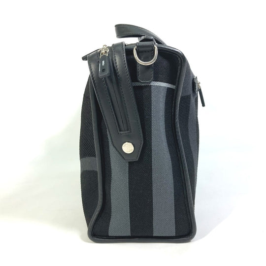 FENDI Business bag 7VA400 Canvas / leather Black Grey logo mesh bicolor