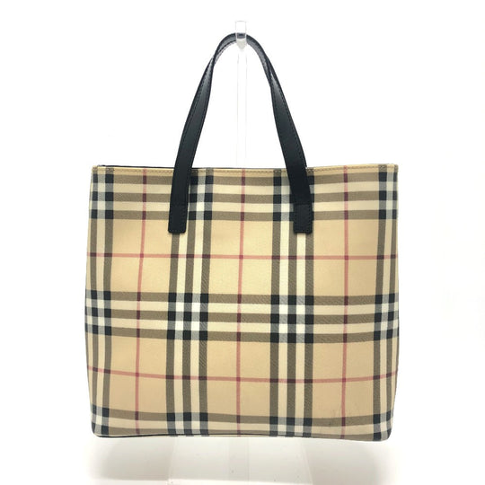 BURBERRY Tote Bag PVC / Leather beige check Women Used Authentic