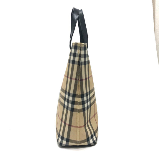 BURBERRY Tote Bag PVC / Leather beige check Women Used Authentic